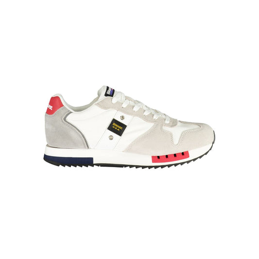 Blauer White Polyethylene Men Sneaker with bold contrasting details and second set of laces for a customized urban look.