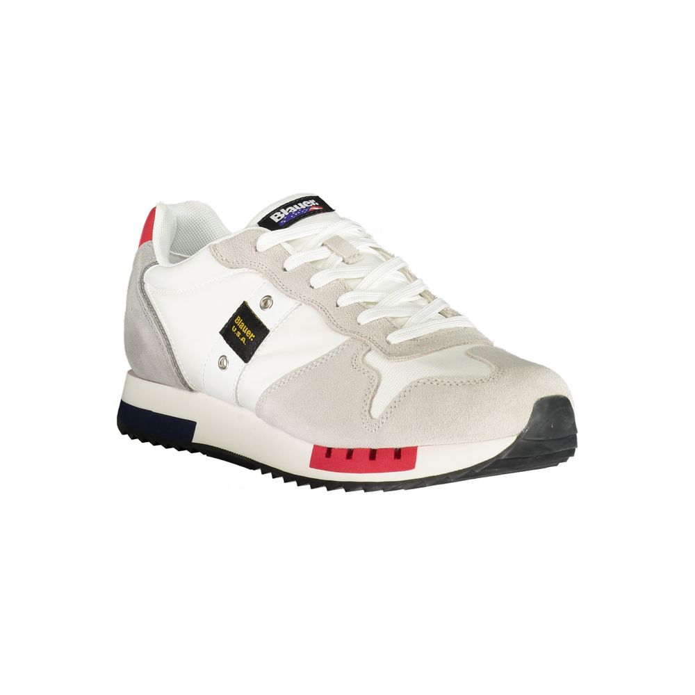 Blauer White Polyethylene Men Sneaker - stylish and comfortable with removable footbed and iconic logo, perfect for urban wear.