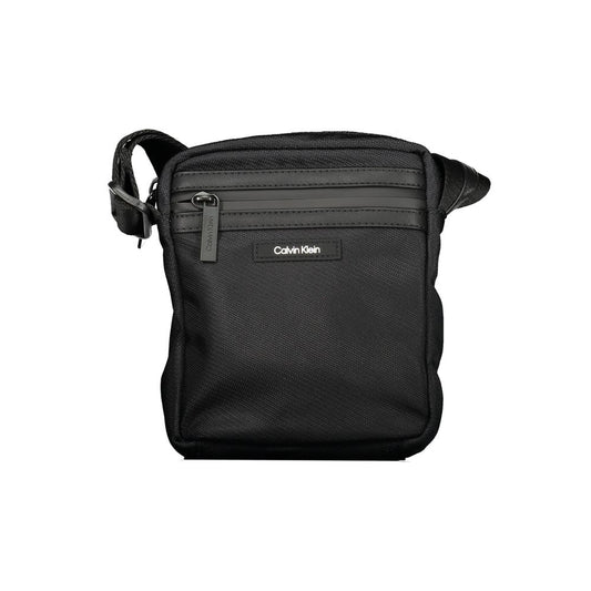 Calvin Klein Black Polyester Men Shoulder Bag with adjustable strap and multiple pockets