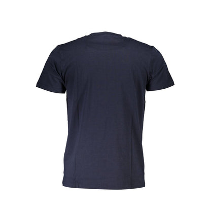 Rear view of Cavalli Class Blue Cotton Men T-Shirt showcasing premium fabric and design.