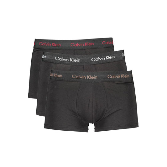 Calvin Klein Black Cotton Men Boxer tri-pack with iconic elastic waistband in assorted colors for optimal comfort and style.