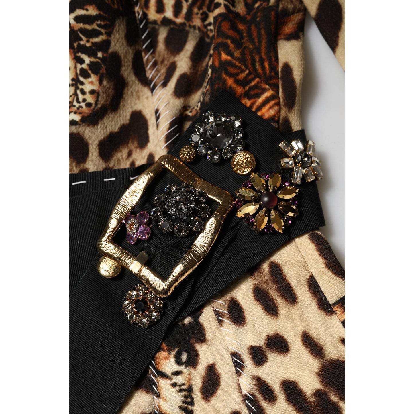 Dolce & Gabbana Brown Leopard Print Belted A-line Midi Dress DR81726-36