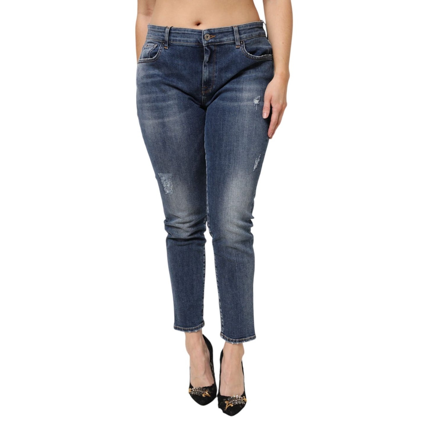 Dolce & Gabbana Blue Washed Cotton Low Waist Denim Jeans