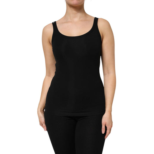 Dolce & Gabbana Black Cotton Stretch Sleeveless Women Tank Top THS90386-2