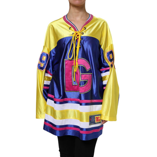 Dolce & Gabbana Multicolor Polyester Long Sleeves V-Neck Top TSH90380-40