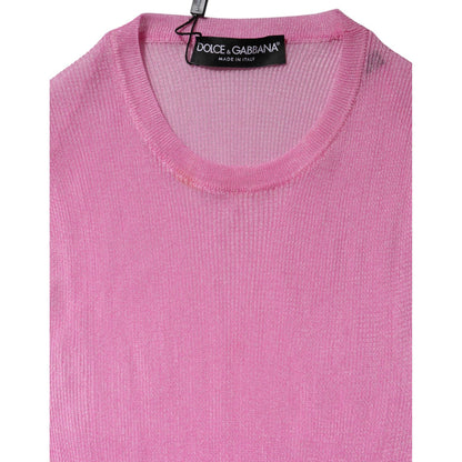 Dolce & Gabbana Pink Polyester Sleeveless Round Neck Tank Top