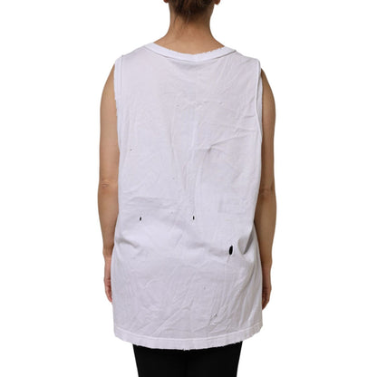 Dolce & Gabbana White Cotton Sleeveless Round Neck Tank Top