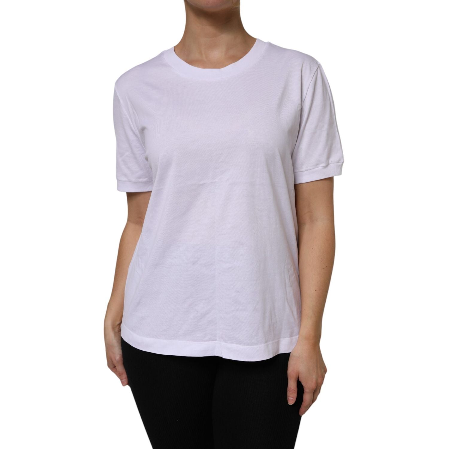 Dolce & Gabbana White Cotton Short Sleeve Round Neck T-shirt