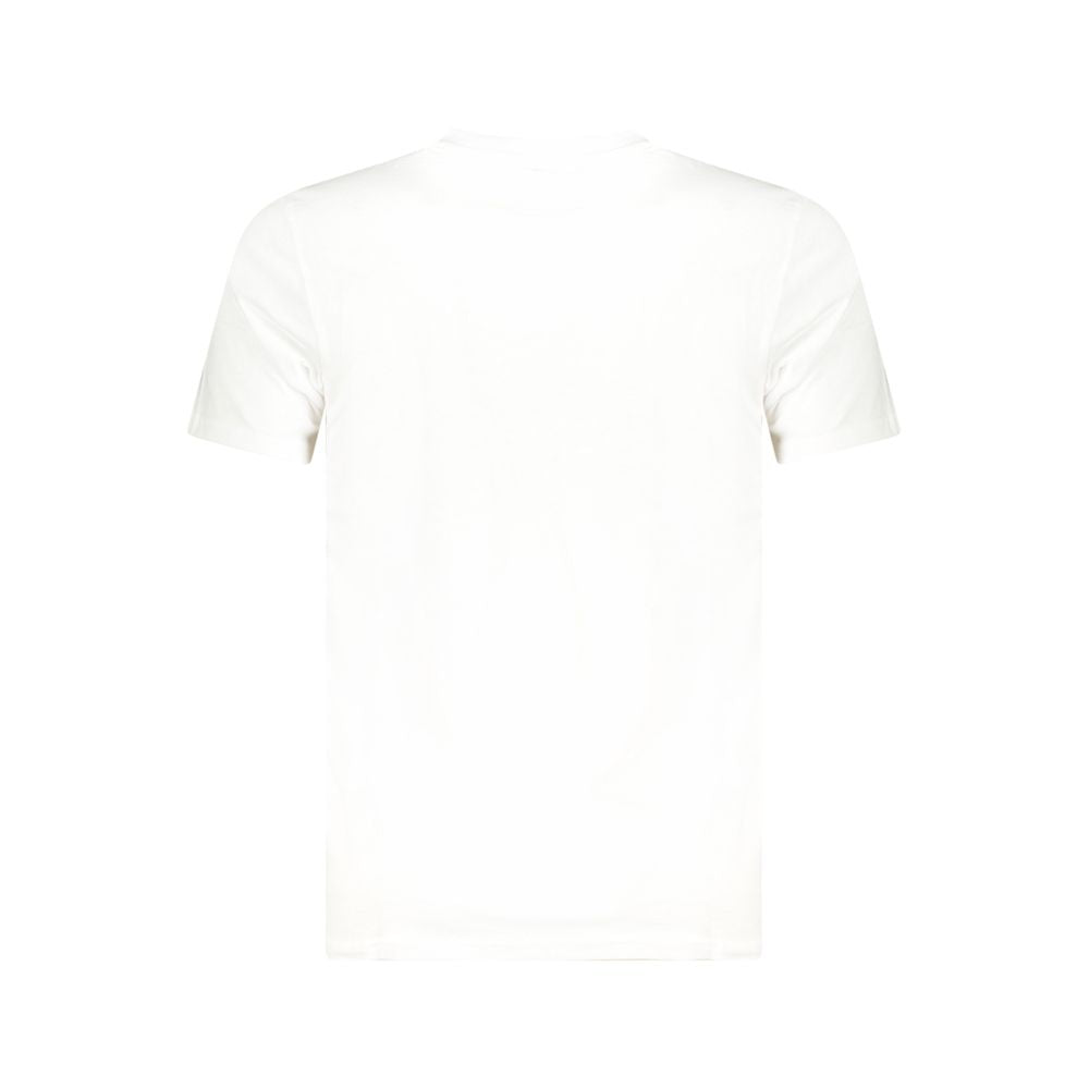 Back view of Cavalli Class White Cotton Men T-Shirt featuring short sleeves and premium cotton fabric, showcasing refined casual chic.