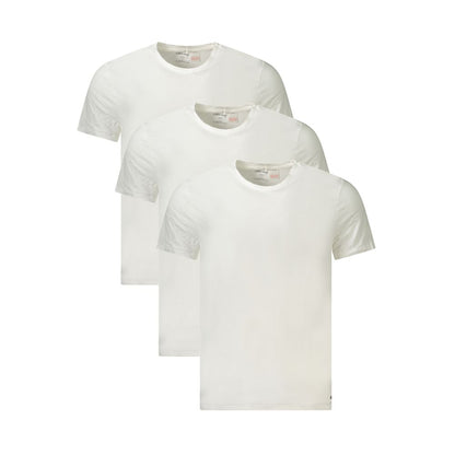 Calvin Klein White Cotton Men T-Shirt tri-pack with crew neck and logo embroidery for stylish essentials