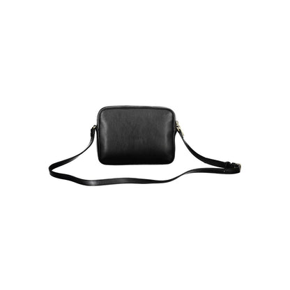 Calvin Klein Black Recycled Polyester Women Handbag with sleek silhouette and eco-conscious design, featuring external and internal pockets.