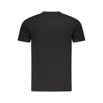 Cavalli Class Black Cotton Men T-Shirt featuring sleek contemporary design and logo on the back, crafted for comfort and style.