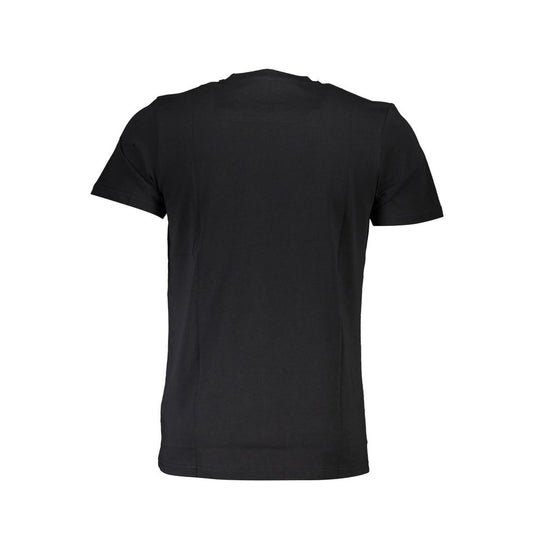 Back view of Cavalli Class Black Cotton Men T-Shirt with short sleeves and crew neck.