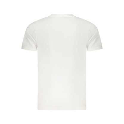 Back view of Cavalli Class White Cotton Men T-Shirt showcasing quality cotton material and sleek design.
