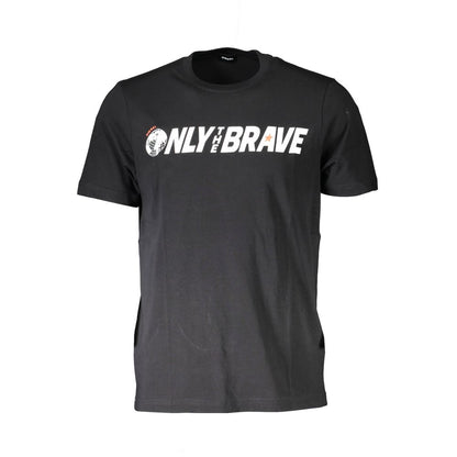 Diesel Black Cotton Men T-Shirt with bold logo and 'Only the Brave' text design