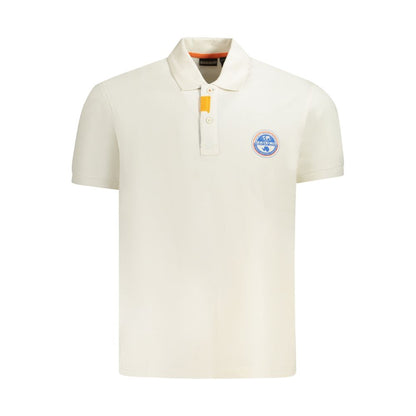 Napapijri White Cotton Men Polo Shirt with logo on the chest showcasing contemporary style and class.