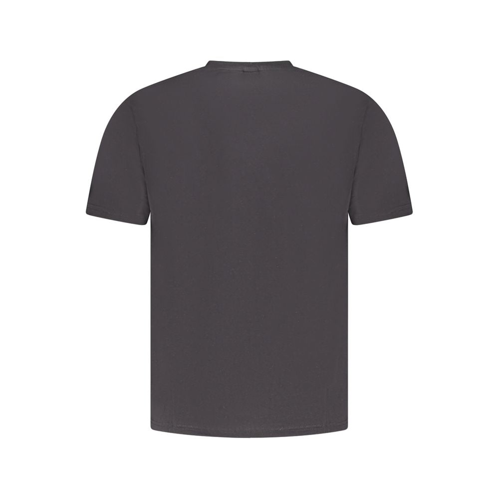 North Sails Black Cotton Men T-Shirt showcasing back view with short sleeves, perfect for an adventurous casual look.