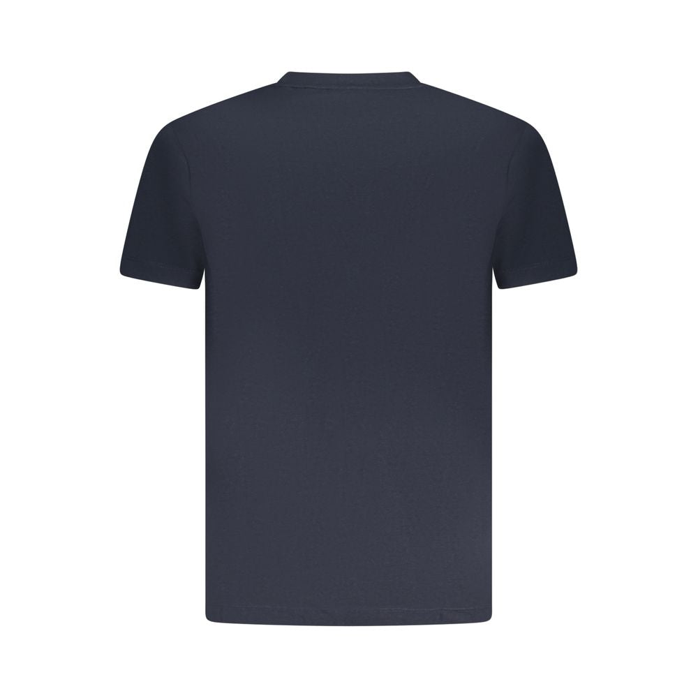 Back view of Armata Di Mare Blue Cotton Men T-Shirt, showcasing short sleeves and crew neck design.