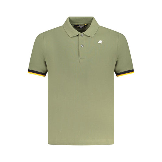 K-WAY Green Cotton Polo Shirt with short sleeves, 2 buttons, contrasting details, and logo application.