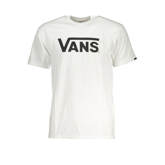Vans White Cotton Men T-Shirt with bold graphic logo on front, casualwear for style and comfort.