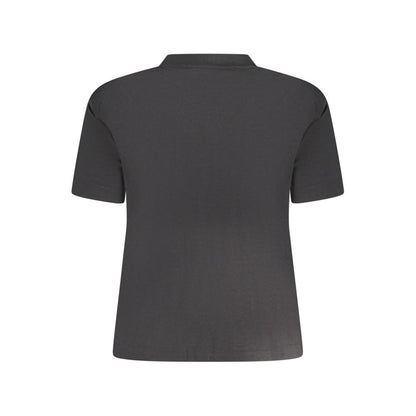 Back view of Calvin Klein Black Cotton Women T-Shirt, featuring a sleek design and comfort-focused pure cotton fabric.