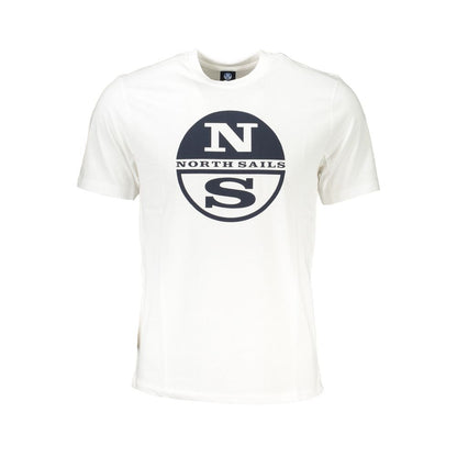 North Sails White Cotton T-Shirt with short sleeves, crew neck, and logo print.