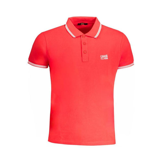 Cavalli Class Red Cotton Polo Shirt