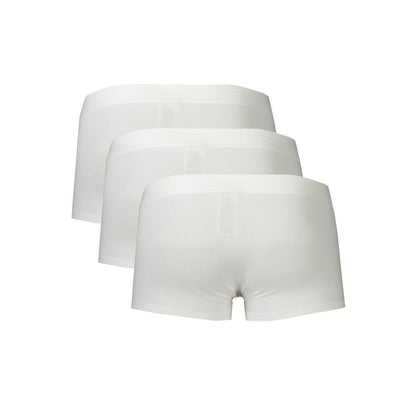 Bikkembergs White Polyester Men Boxer tri-pack showcasing comfort and style with elastic waistband, ideal for modern luxury and practicality.