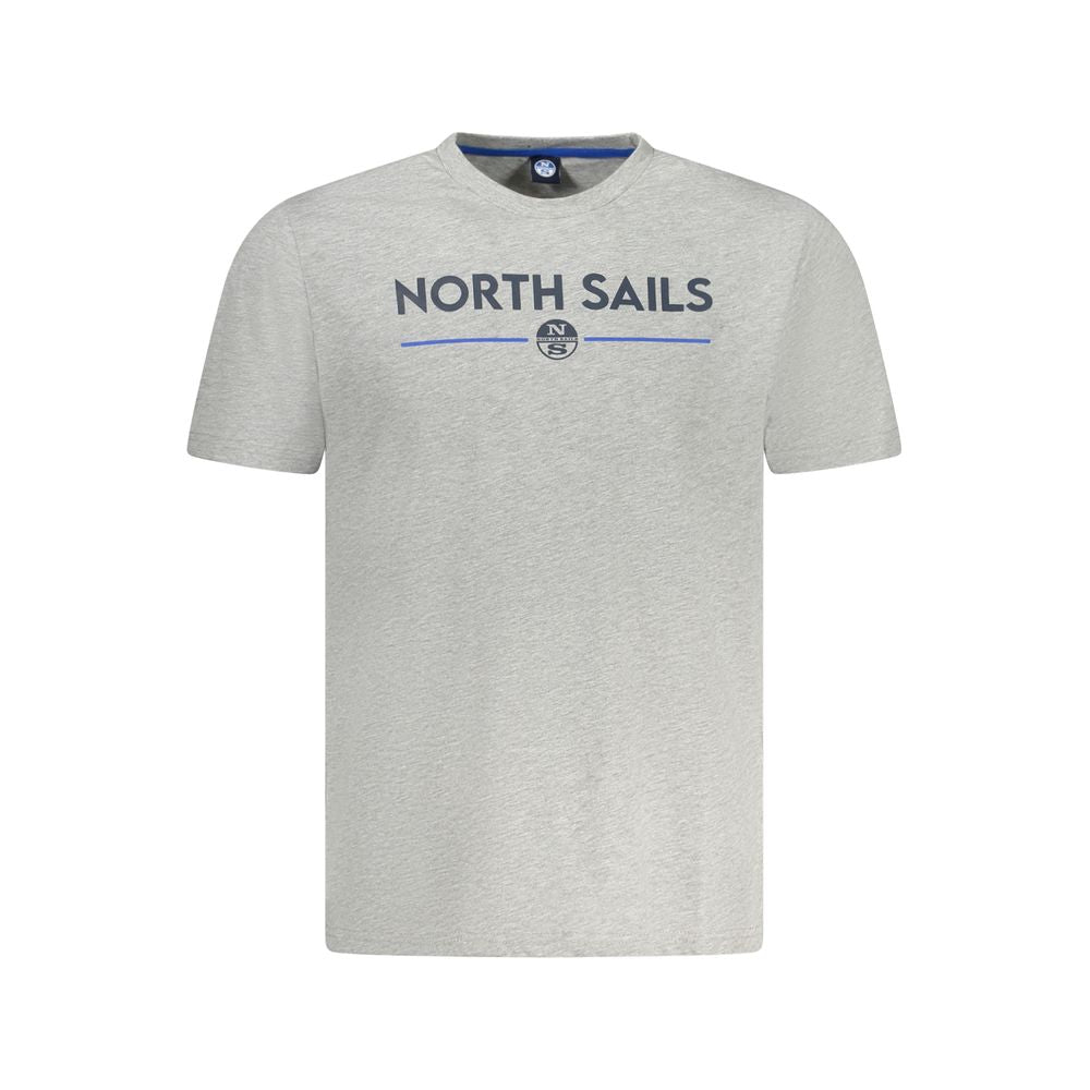North Sails Brown Cotton Men T-Shirt with distinctive front print and crew neck, perfect for a stylish and comfortable wardrobe choice.