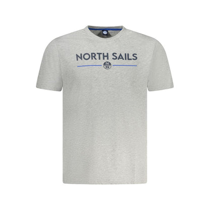 North Sails Brown Cotton Men T-Shirt with distinctive front print and crew neck, perfect for a stylish and comfortable wardrobe choice.