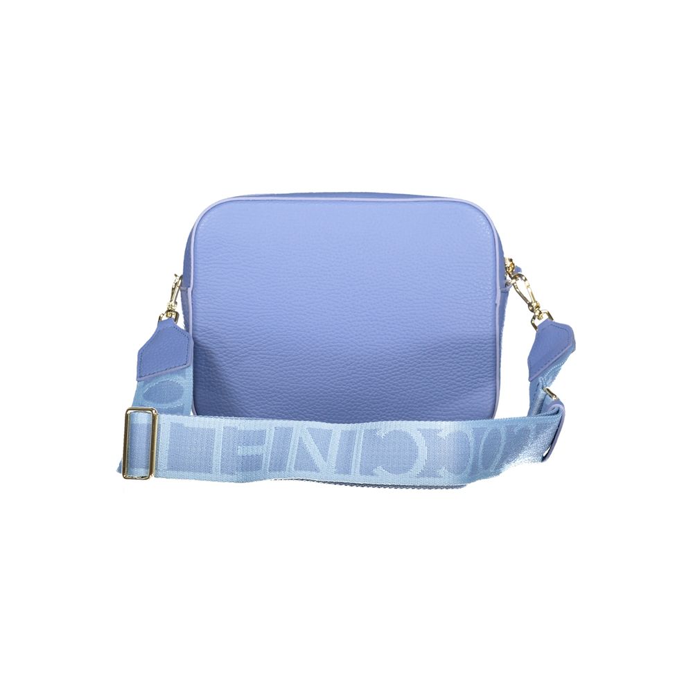 Coccinelle Light Blue Leather Women Handbag with adjustable strap and logo accent, showcasing Italian craftsmanship and style.