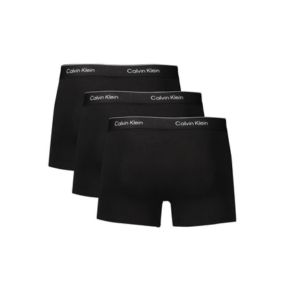Calvin Klein Black Cotton Men Underwear tri-pack, featuring sleek black boxer briefs with signature logo waistband for style and comfort.