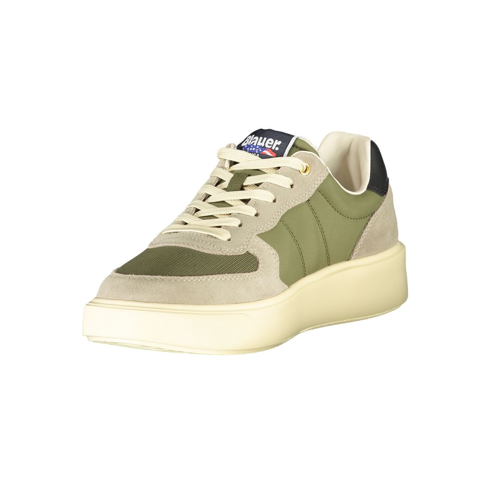 Blauer Green Leather Men Sneaker with bold green palette, contrasting details, and iconic Blauer logo for style and durability.