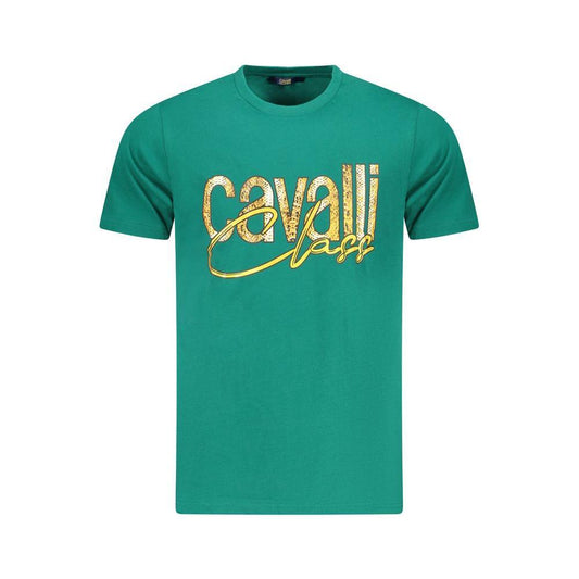 Cavalli Class Green Cotton Men T-Shirt