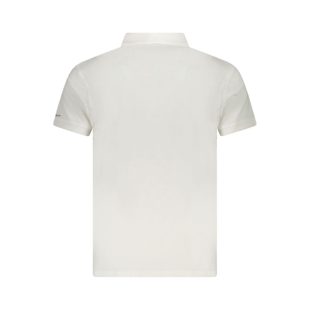Back view of Trussardi White Cotton Men Polo Shirt showcasing timeless elegance and iconic logo print.