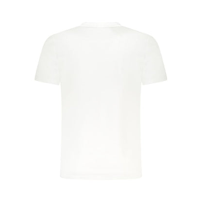 Back view of Cavalli Class White Cotton Men T-Shirt showcasing premium cotton material.