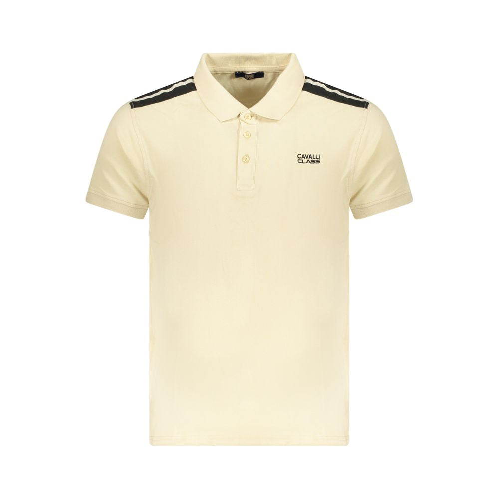 Cavalli Class Beige Cotton Men Polo Shirt CA-36663-M