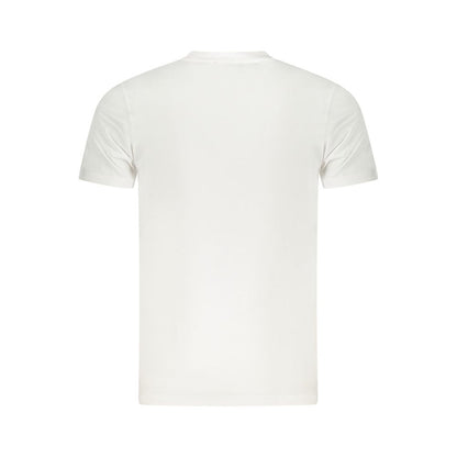 Back view of Cavalli Class White Cotton Mens TShirt showcasing soft fabric and refined style.