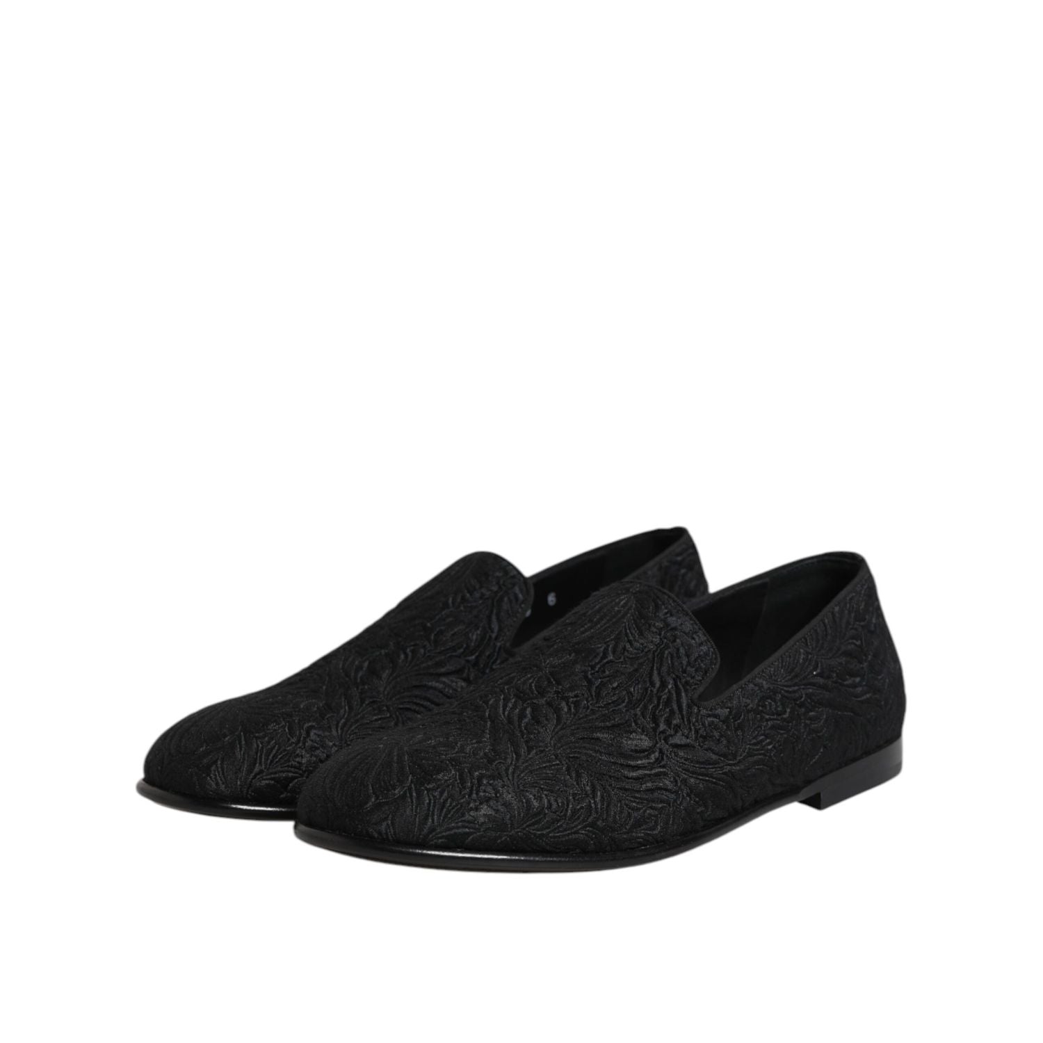 Dolce & Gabbana Black Jacquard Slip On Loafers Formal Shoes
