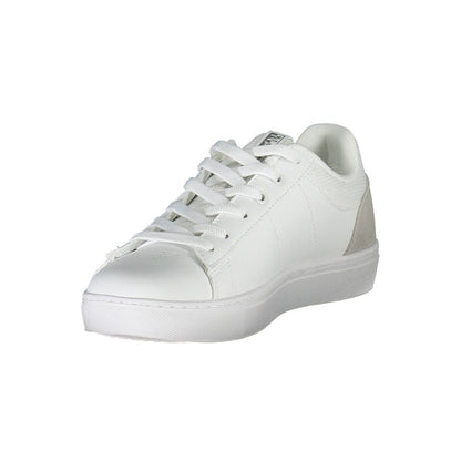 Napapijri White Leather Women Sneaker with contrasting details and prominent logo, blending fashion with functionality for style-savvy athletes.