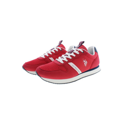 U.S. POLO ASSN. Red Polyester Men Sneaker with logo, lace-up design, and contrasting details