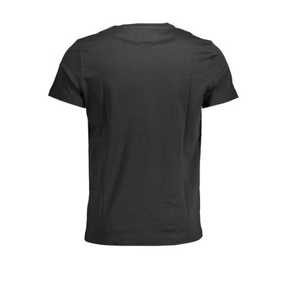 Back view of Tommy Hilfiger Black Organic Cotton Men T-Shirt showcasing short sleeves and crew neck design.