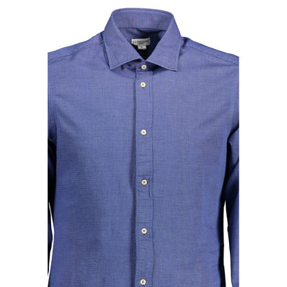 U.S. POLO ASSN. Blue Cotton Men Shirt with French collar and logo buttons.