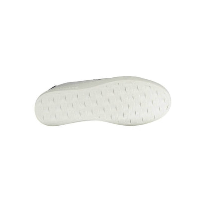 Calvin Klein White Recycled Polyester Men Sneaker sole view showcasing tread pattern for traction and eco-friendly design.