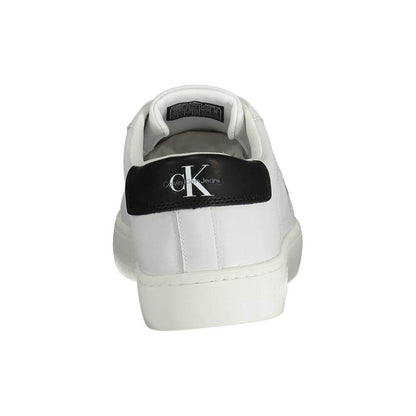 Calvin Klein White Recycled Polyester Men Sneaker rear view with logo
