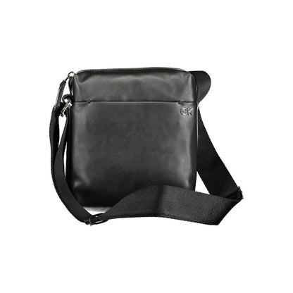Calvin Klein Black Polyester Men Shoulder Bag with adjustable strap and eco-friendly design featuring external pocket.