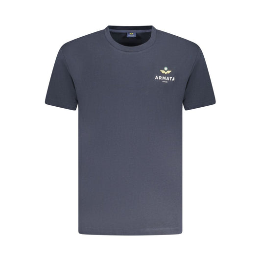 Armata Di Mare Blue Cotton Men T-Shirt with bold print and logo on front, exemplifying maritime style and casual sophistication.