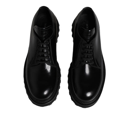 Dolce & Gabbana Black Leather Lace Up Derby Men Dress Shoes