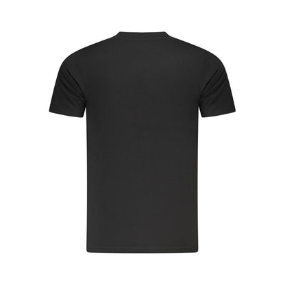 Back view of Cavalli Class Black Cotton Men T-Shirt with short sleeves and classic design.