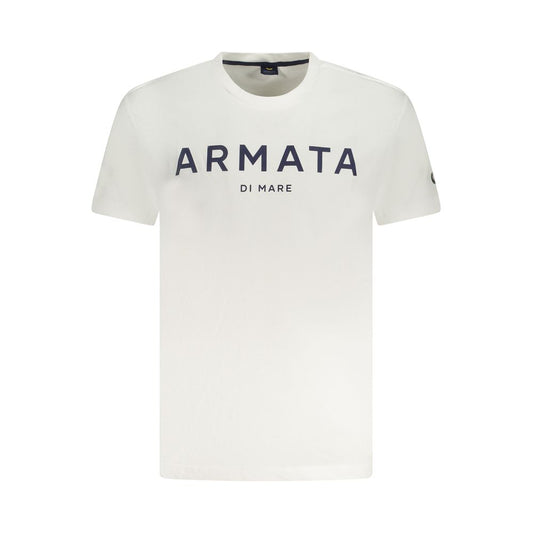 Armata Di Mare White Cotton Men T-Shirt with bold print and logo